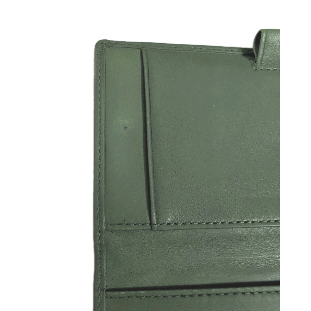 Vintage Coach Hampton Black Leather Wallet Tri Fold w/ Check Hold Green Interior - Picture 5 of 9